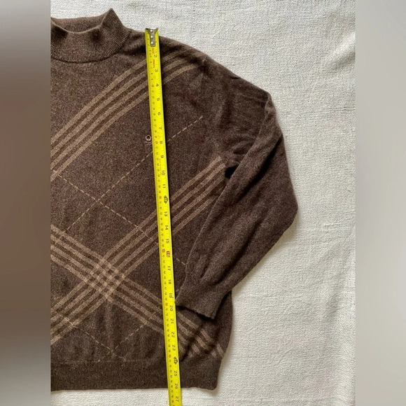 100% Cashmere Maison MonTagut Paris Vintage Dark Brown  Crewneck Sweater Size L - Picture 10 of 12